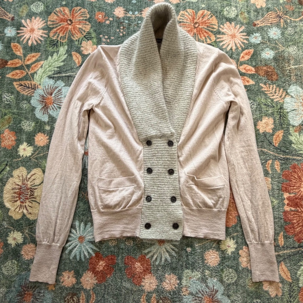 J.Crew Wool Cashmere Shawl Collar Double Breasted Cardigan Blush Pink 29187 FA10